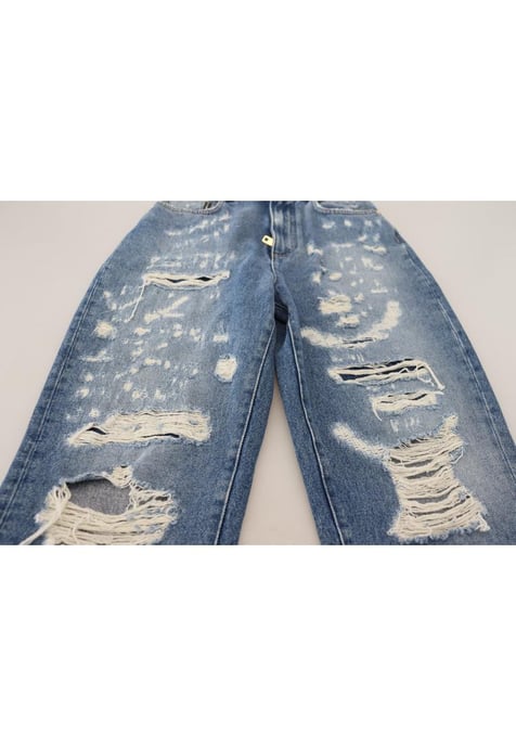 Dolce & Gabbana Damen Blaue Gewaschene Baumwollzerfledderte Jeans - Image 5