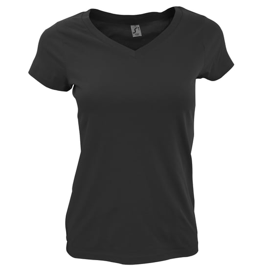 SOLs Womens/Ladies Moon V Neck Short Sleeve T-Shirt (Deep Black) - Image 3