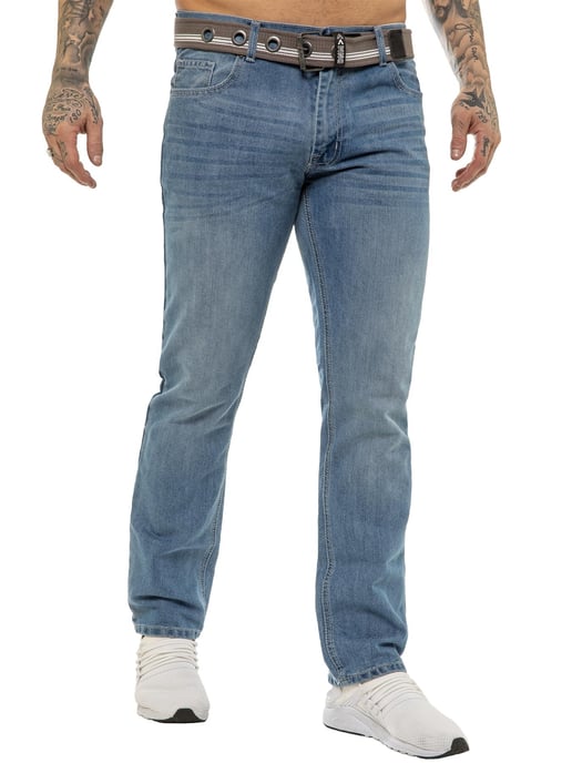Enzo | Herren Designer Regular Fit Denim Jeans -Hellblau - Image 3