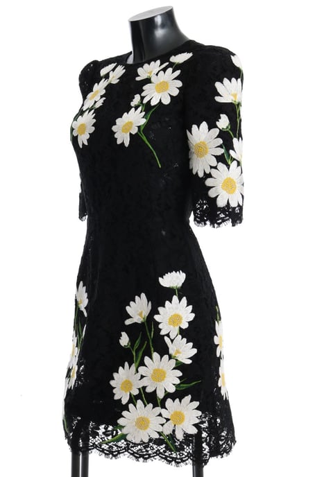 Dolce & Gabbana Women's Black Floral Lace Chamomile Sicily Dress - Image 2