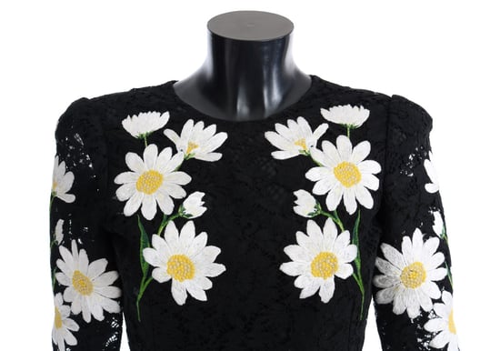 Dolce & Gabbana Women's Black Floral Lace Chamomile Sicily Dress - Image 3