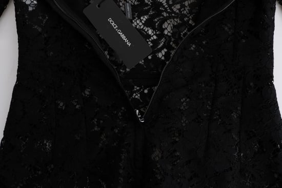 Dolce & Gabbana Women's Black Floral Lace Chamomile Sicily Dress - Image 4