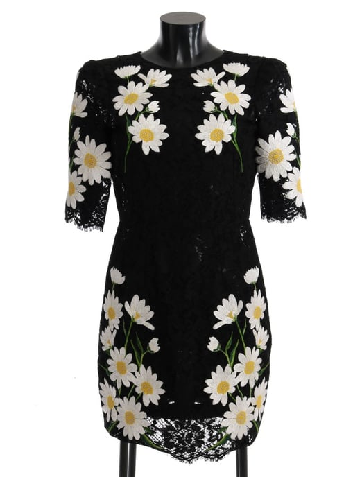 Dolce & Gabbana Women's Black Floral Lace Chamomile Sicily Dress - Image 1