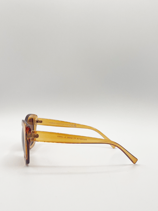 Brown cat eye angular sunglasses