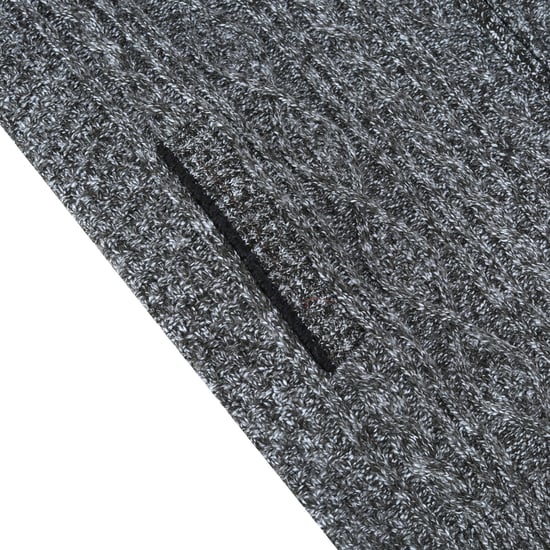 Herren Strickjacke mit Reißverschluss Cardigan Grobstrick mit Stehkragen für den Winter Dunkelgrau - Image 5