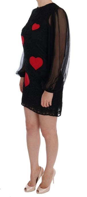 Dolce & Gabbana - Robe droite en dentelle noire à cœur rouge pour femme - Image 2