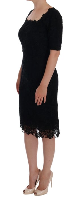 Dolce & Gabbana - Robe fourreau Ricamo à fleurs noires pour femme - Image 2
