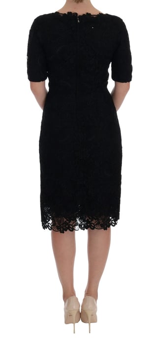 Dolce & Gabbana - Robe fourreau Ricamo à fleurs noires pour femme - Image 3