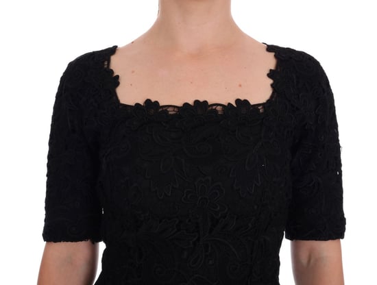 Dolce & Gabbana - Robe fourreau Ricamo à fleurs noires pour femme - Image 5