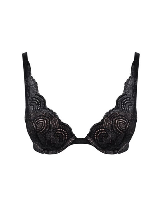Refined Glamour Triangle Push Up Bra - Black
