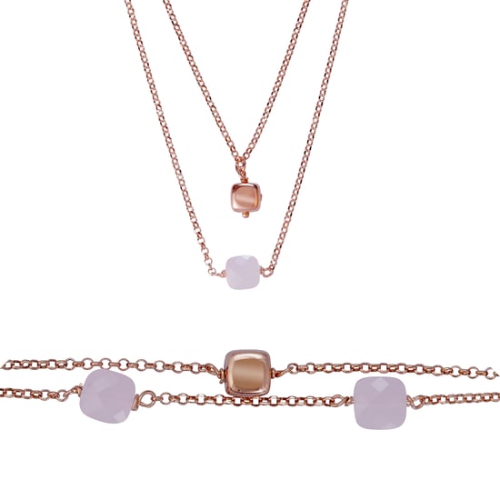 Orphelia 'Joelle' Damen 925er Sterling Silber Set: Armband + Halskette - Rosé SET-7432 - Image 1