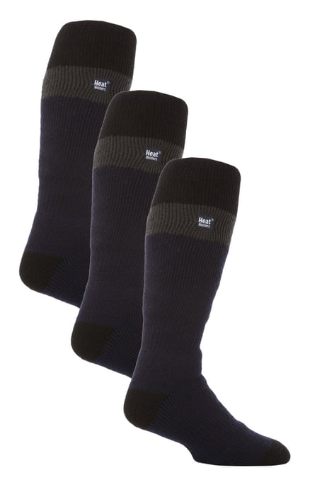 Thermische gestreifte Skisocken für Männer | Hochwertige Wärmespeicher Extra lange Socken - Navy / Schwarz - Image 1