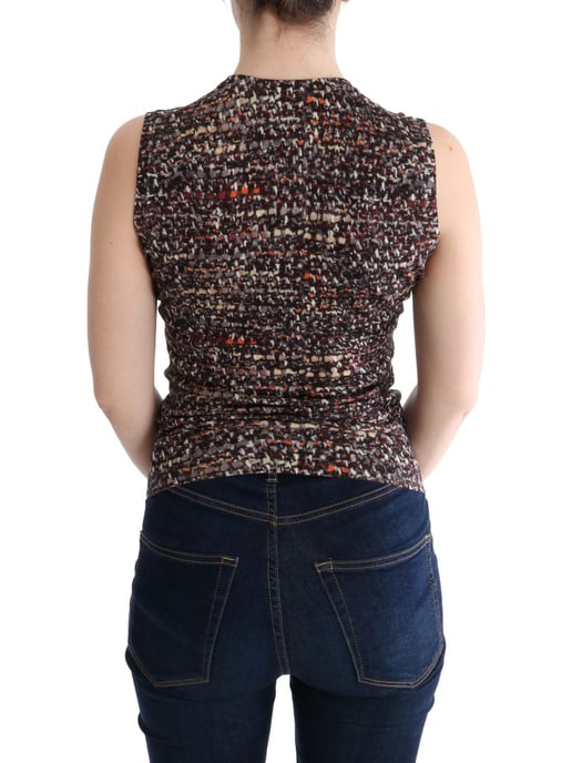 Dolce & Gabbana Damen Multicolor Print Stricktop Woll-T-Shirt - Image 3
