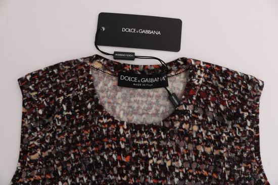 Dolce & Gabbana Damen Multicolor Print Stricktop Woll-T-Shirt - Image 5
