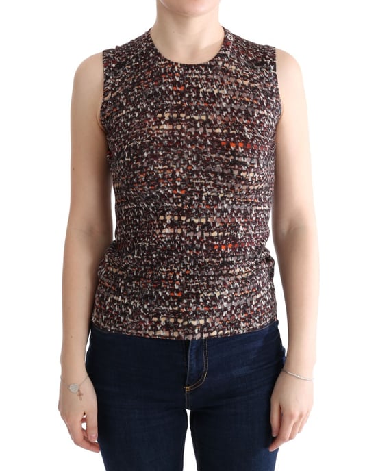 Dolce & Gabbana Damen Multicolor Print Stricktop Woll-T-Shirt - Image 1