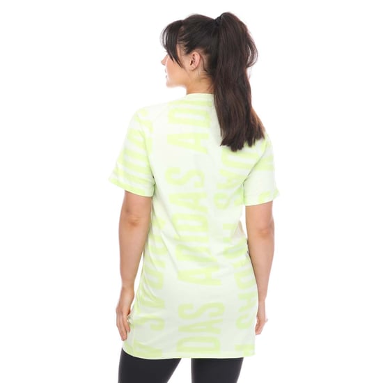 Women's adidas Essentials Allover Print T-Shirt Dress in Lime