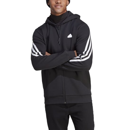 Men's adidas Future Icons 3 Stripes Full-Zip Hoodie in Black-White