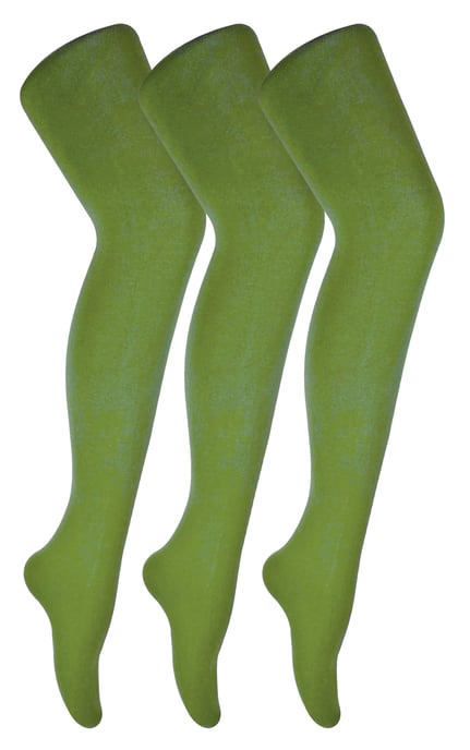 3 Paar Multipack Damen farbige undurchsichtige 80 Denier Strumpfhosen | Sock Snob | einfarbige Blockfarbe Strumpfhosen - Khaki - Image 1