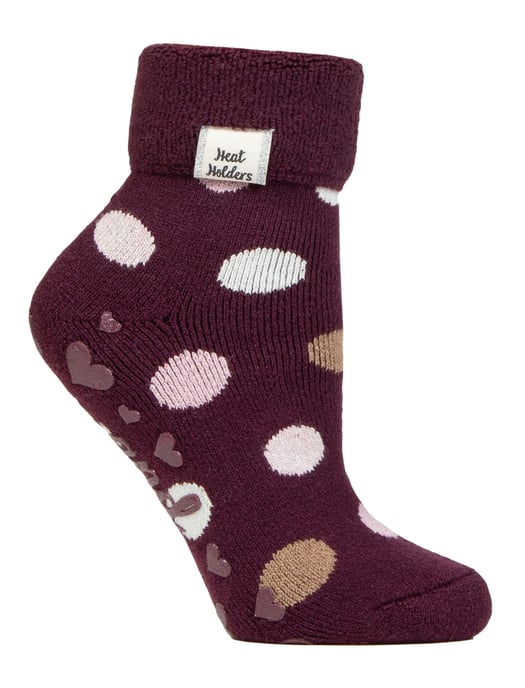 Damen Kuschelsocken mit Umschlagbündchen | Wärmehalter | Warme flauschige Lounge-Socken für den Winter - Cabernet Dots - Image 1