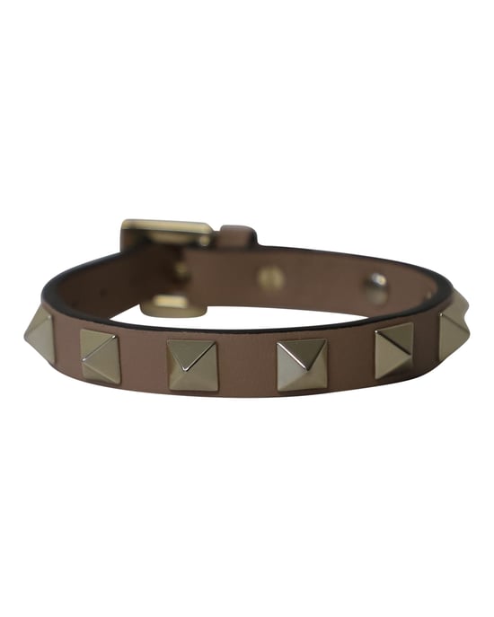 Valentino Garavani Rockstud Armband aus braunem Kalbsleder - Image 1
