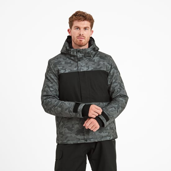 Hunsworth Mens Ski Jacket Steel Grey Camo/Black