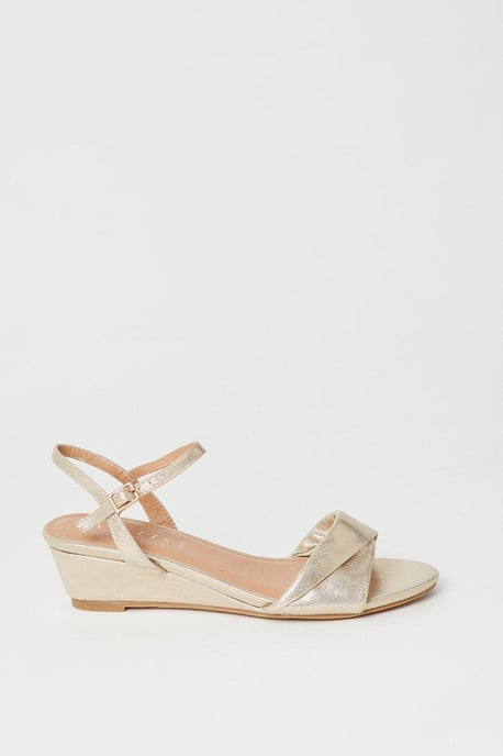 Wide Fit Ranae Soft Twist Low Wedge Heeled Sandals - Image 1