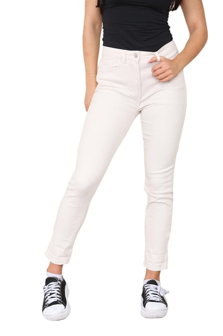 M&Co Damen-Mom-Jeans mit hohem Bund und schmal zulaufendem, geradem Bein in Beige - Image 1