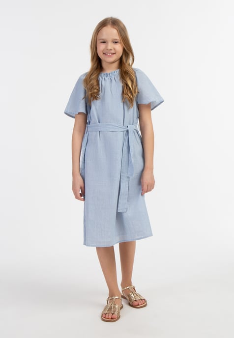 Dreimaster Sommerkleid Mädchen Hellblaue Dünne Streifen - Image 2
