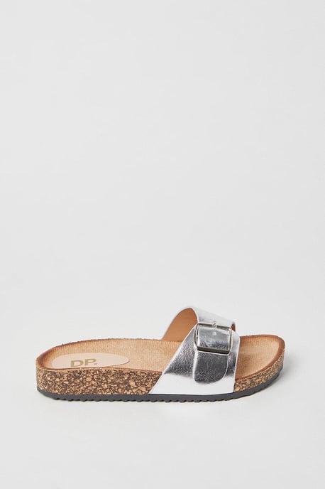 Farris Metallic Buckle Strap Footbed Slider Sandals