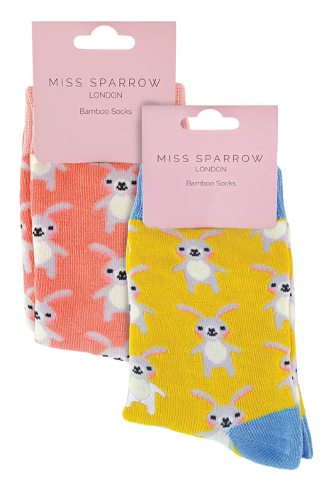 Miss Sparrow - 2er-Pack Socken für Mädchen aus Bambus mit Tiermuster - Kaninchen - Image 2