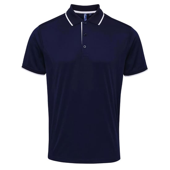 Premier Mens Coolchecker Kontrast Pique Polo Shirt (Marine/Weiß) - Image 1