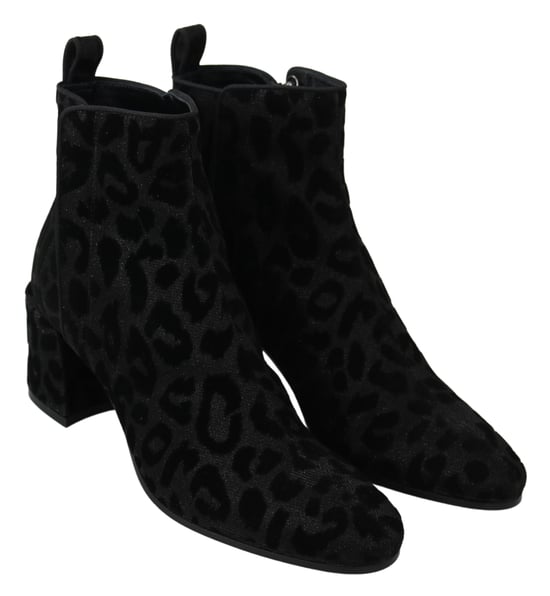 Dolce & Gabbana Black Leopard Short Boots
