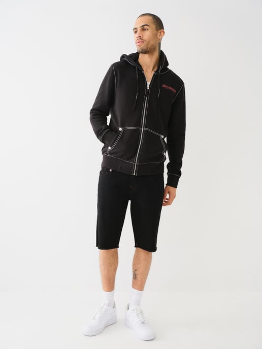 Big T Overt Painted Horseshoe Zip Up in Black