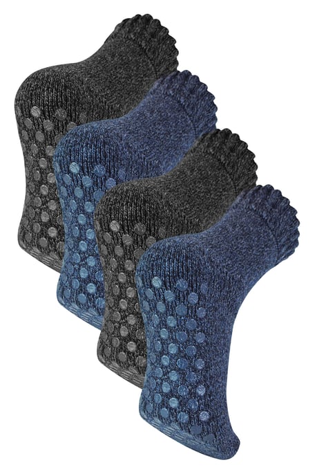 Socken Snob - 4 Paar Herren Merino Wolle Slipper Warm Dicke Socken - Assorted - Image 1