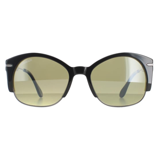 Serengeti Semi Rimless Womens Shiny Gunmetal Black  Polarized Green 555nm Vinita