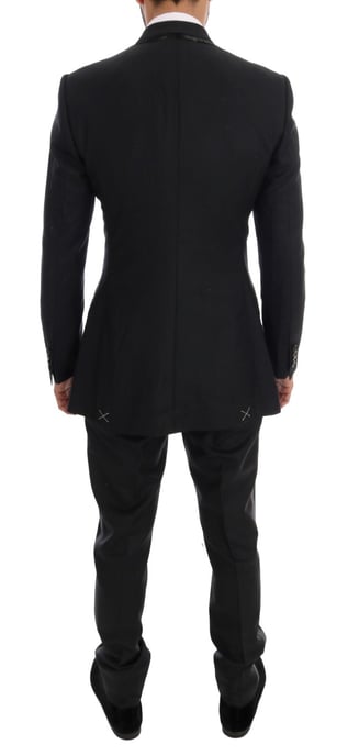 Dolce & Gabbana - Costume 3 pièces en laine grise à double boutonnage pour homme - Image 3
