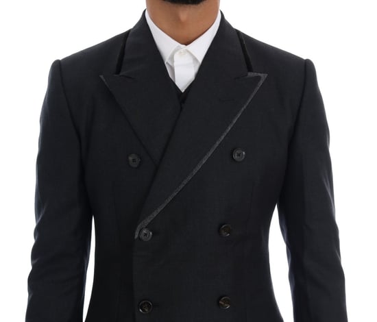 Dolce & Gabbana - Costume 3 pièces en laine grise à double boutonnage pour homme - Image 4