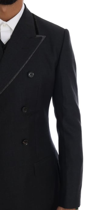 Dolce & Gabbana - Costume 3 pièces en laine grise à double boutonnage pour homme - Image 5