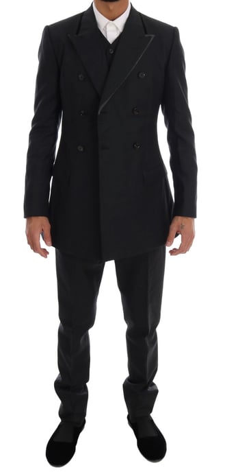 Dolce & Gabbana - Costume 3 pièces en laine grise à double boutonnage pour homme - Image 6
