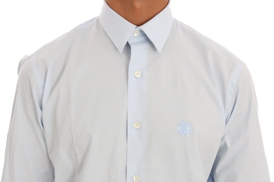 Cavalli Light Blue Stretch Slim Fit Dress Shirt