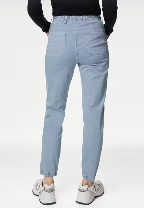 M&S Collection Damen Baumwollmischung Slim Fit Knöchel Grazer Jogger Himmelblau - Image 2