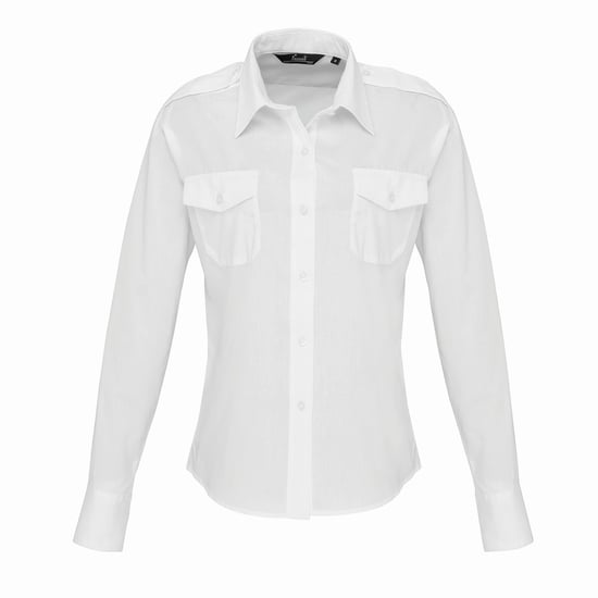 Premier - Pilotenhemd für Damen Langärmlig (Weiß) - Image 1