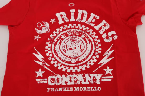 Frankie Morello Rotes Baumwoll-RIDERS Rundhals-T-Shirt - Image 5