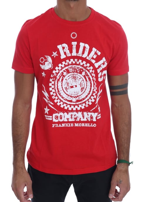 Frankie Morello Rotes Baumwoll-RIDERS Rundhals-T-Shirt - Image 1