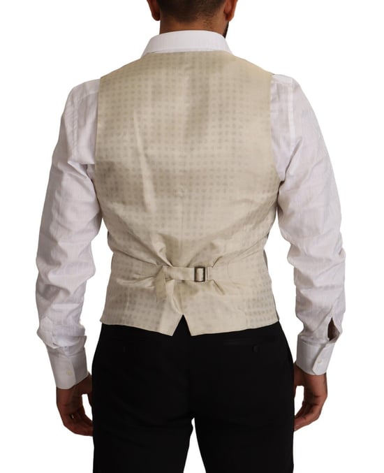 Dolce & Gabbana Herren Beige Wolle Einreiher Weste - Image 3