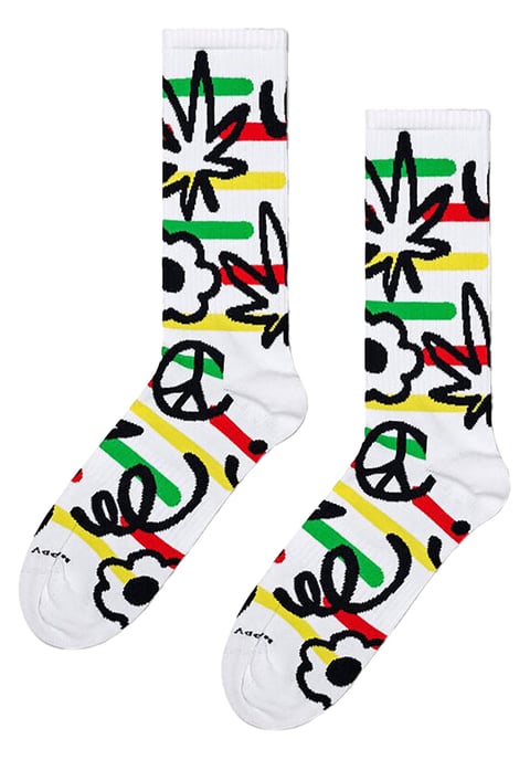 Neuheiten Doodle Socken | Happy Socks | Lässige Spaß Golden Doodle Socken - Weiß - Image 2