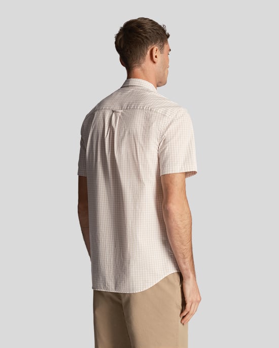 Kurzärmliges, schmal geschnittenes Gingham-Hemd von Lyle & Scott für Herren in Blau - Image 3