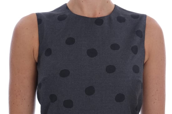 Dolce & Gabbana - Robe fourreau en laine à pois gris pour femme - Image 4