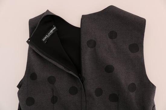 Dolce & Gabbana - Robe fourreau en laine à pois gris pour femme - Image 5