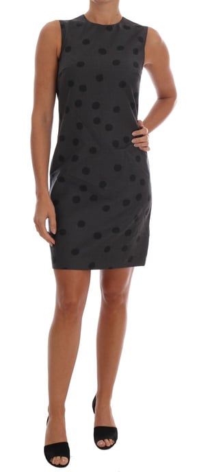 Dolce & Gabbana - Robe fourreau en laine à pois gris pour femme - Image 1